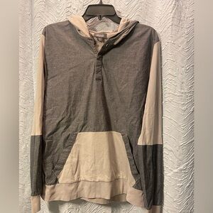 Kenneth Cole Reaction Men's Two-Tone Gray and Beige Henley Hoodie